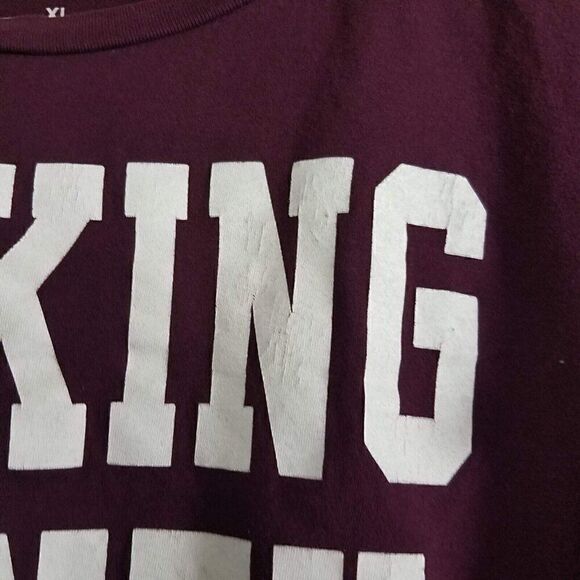 On Fire XL Tee Shirt Making Money Moves Maroon Knot Tie Front Hem Cotton Casual - Picture 9 of 11